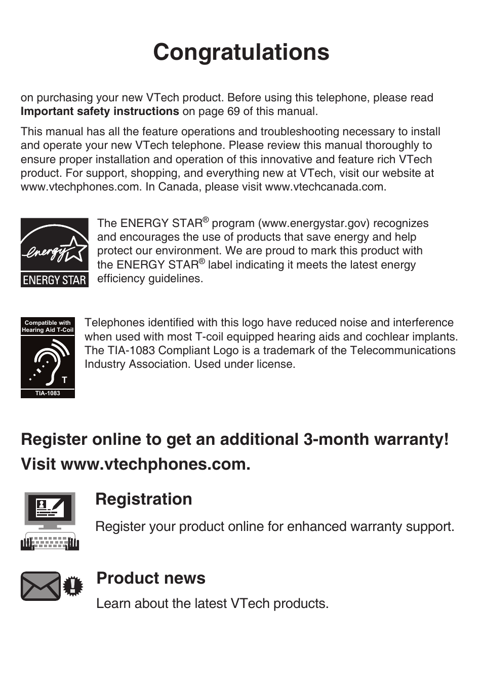 Product news, Learn about the latest vtech products | VTech CS6529-4B Manual User Manual | Page 2 / 83