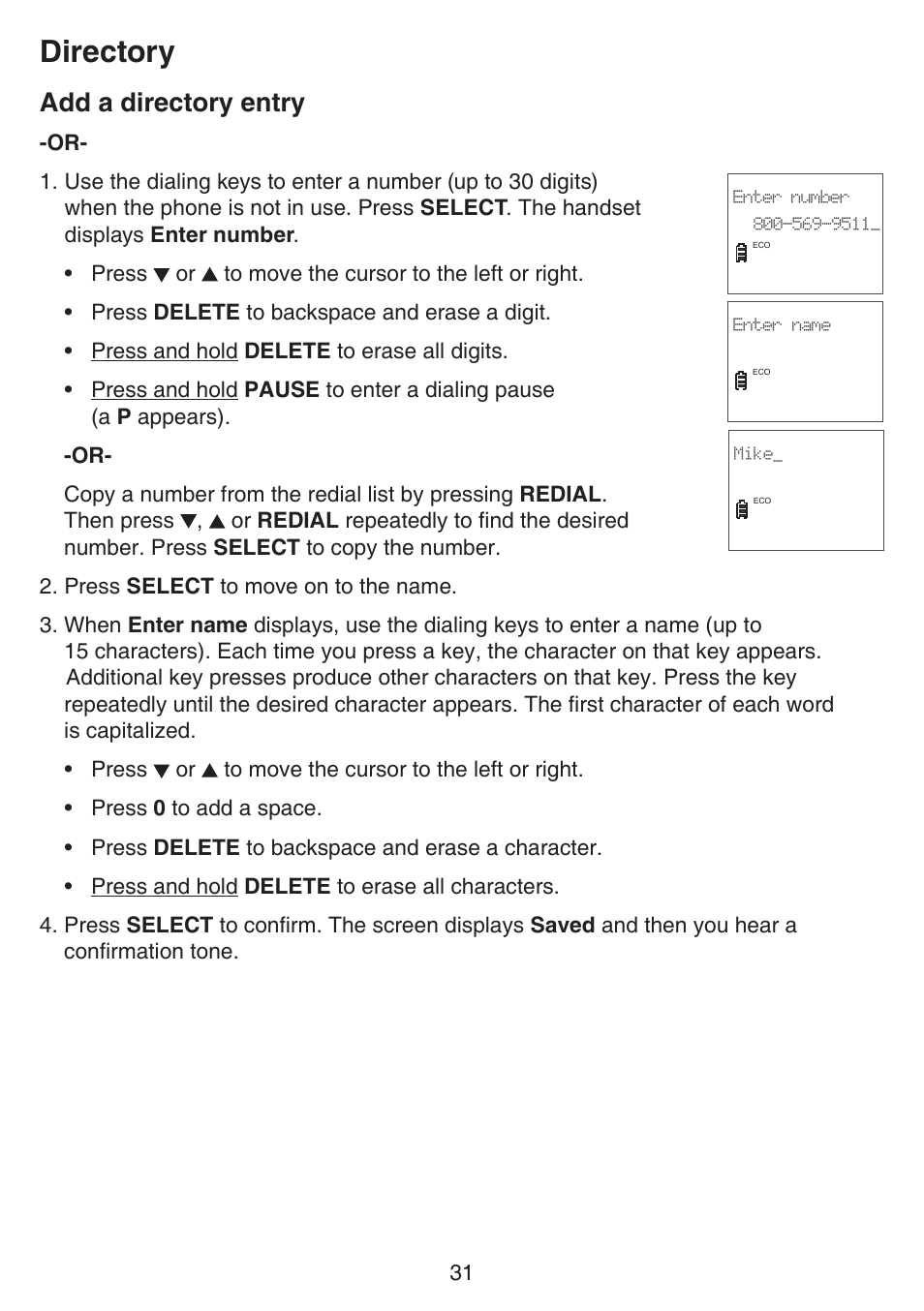 Directory, Add a directory entry | VTech CS6529-4B Manual User Manual | Page 35 / 83