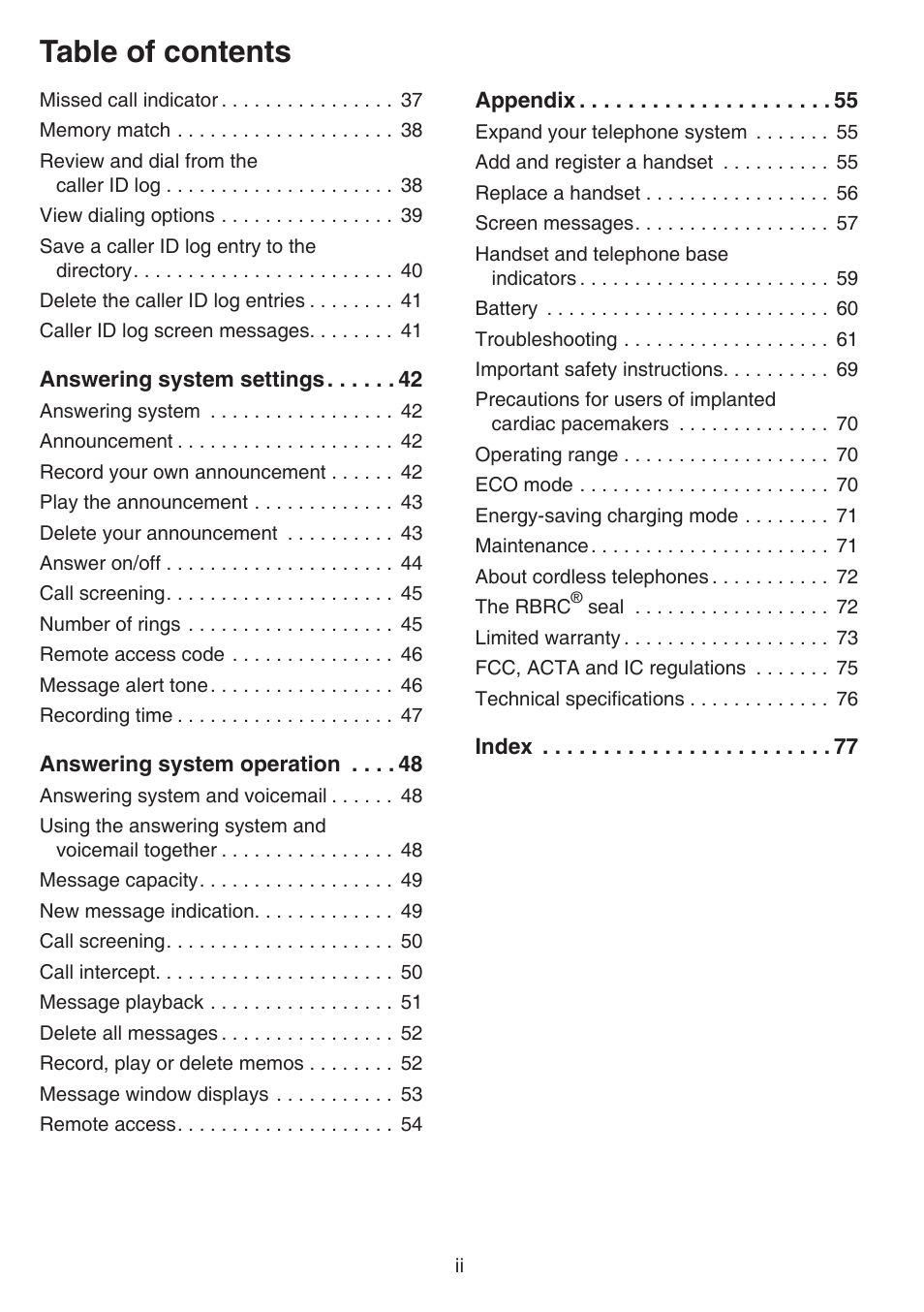 VTech CS6529-4B Manual User Manual | Page 4 / 83