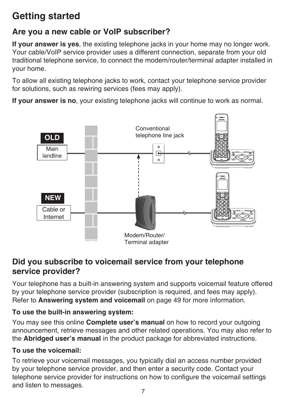 Getting started, Are you a new cable or voip subscriber | VTech TR27-2013 Manual User Manual | Page 11 / 84