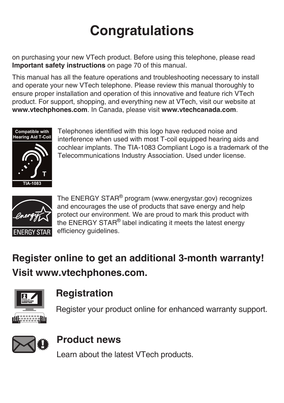 Product news, Learn about the latest vtech products | VTech TR27-2013 Manual User Manual | Page 2 / 84