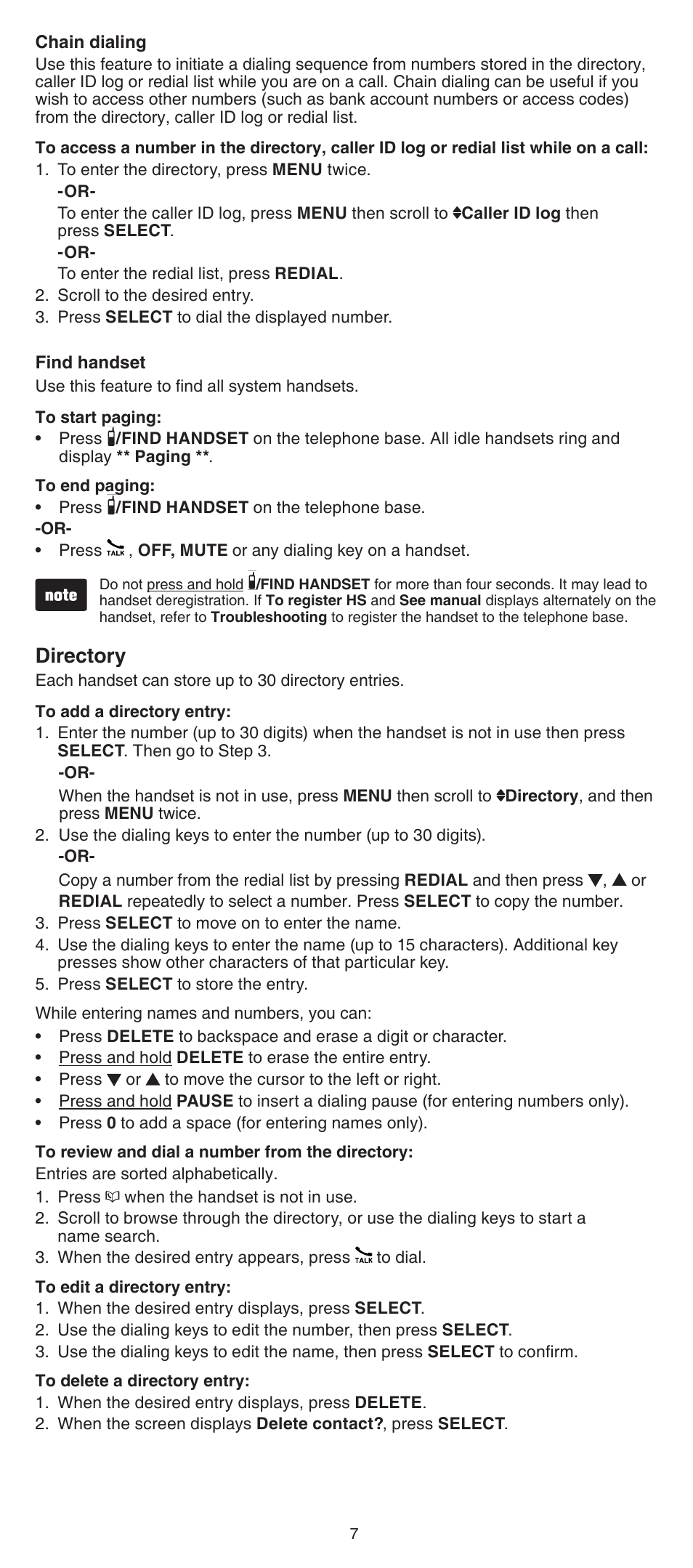 Directory | VTech FS6224_-2-21-3 Abridged manual User Manual | Page 7 / 14