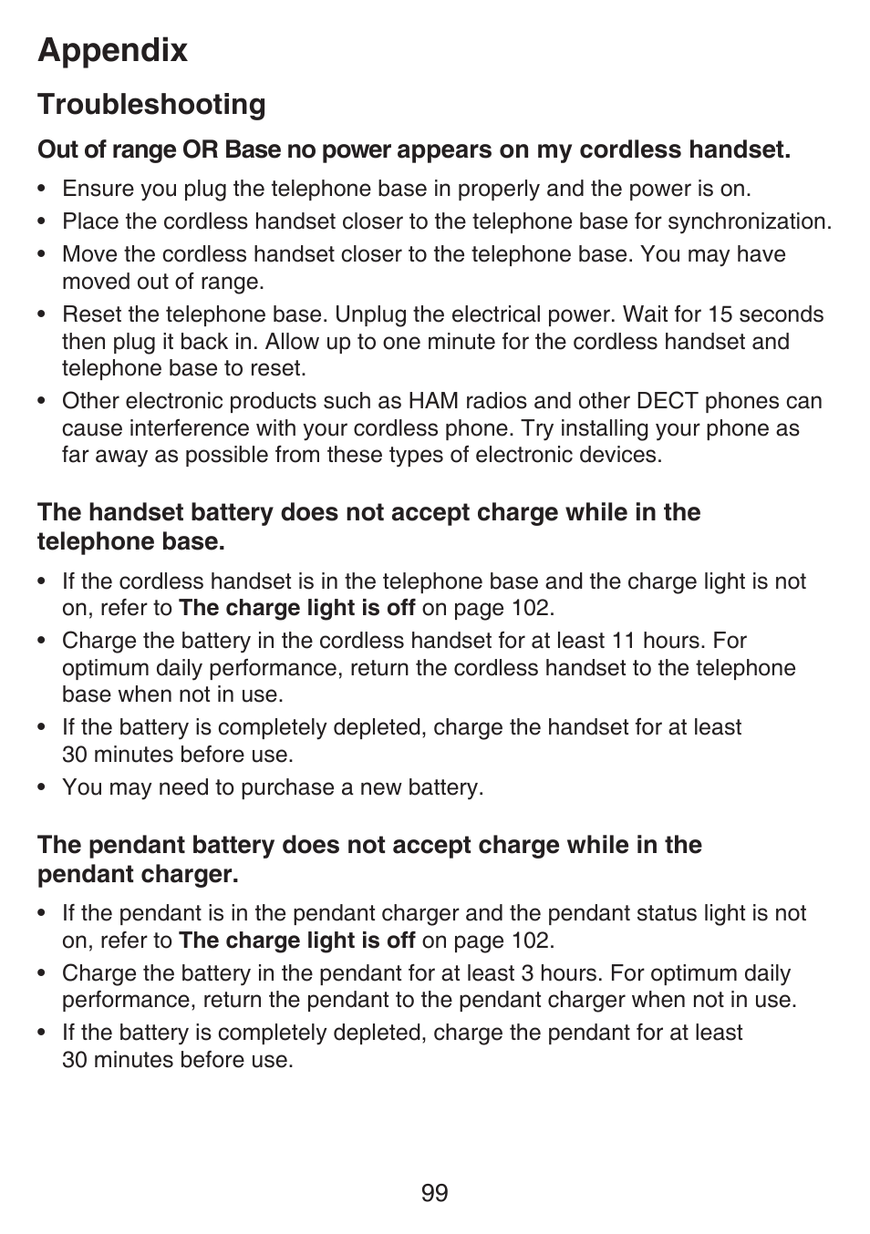 Appendix, Troubleshooting | VTech SN6187 Manual User Manual | Page 105 / 127