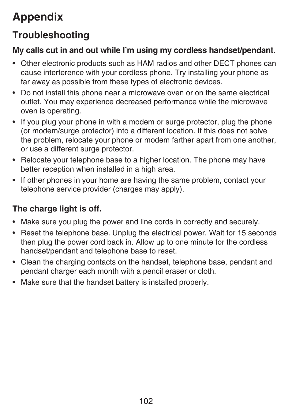 Appendix, Troubleshooting | VTech SN6187 Manual User Manual | Page 108 / 127