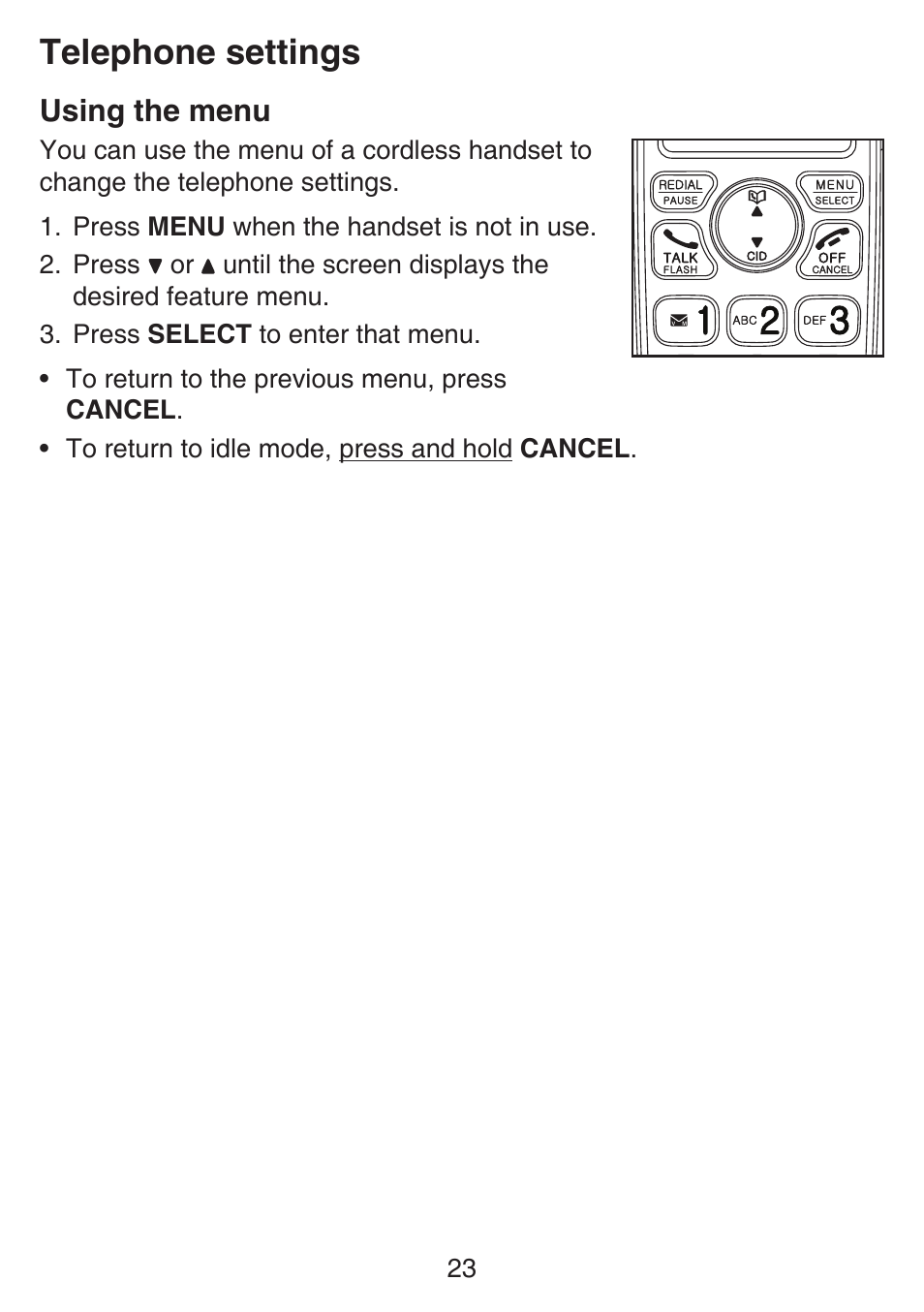 Telephone settings, Using the menu | VTech SN6187 Manual User Manual | Page 29 / 127