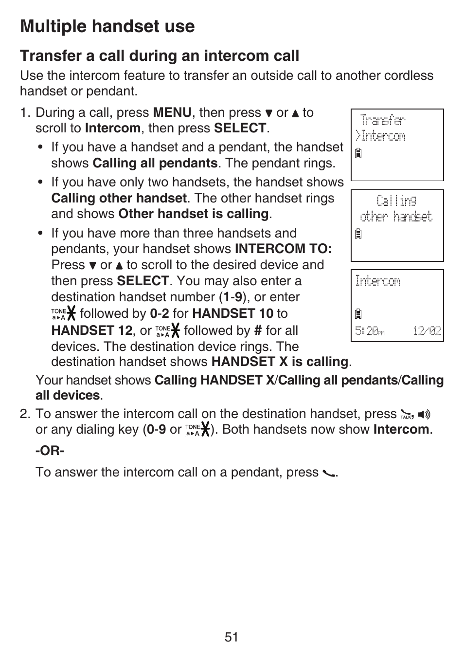 Transfer a call during an intercom call, Transfer a call during an, Intercom call | Multiple handset use | VTech SN6187 Manual User Manual | Page 57 / 127