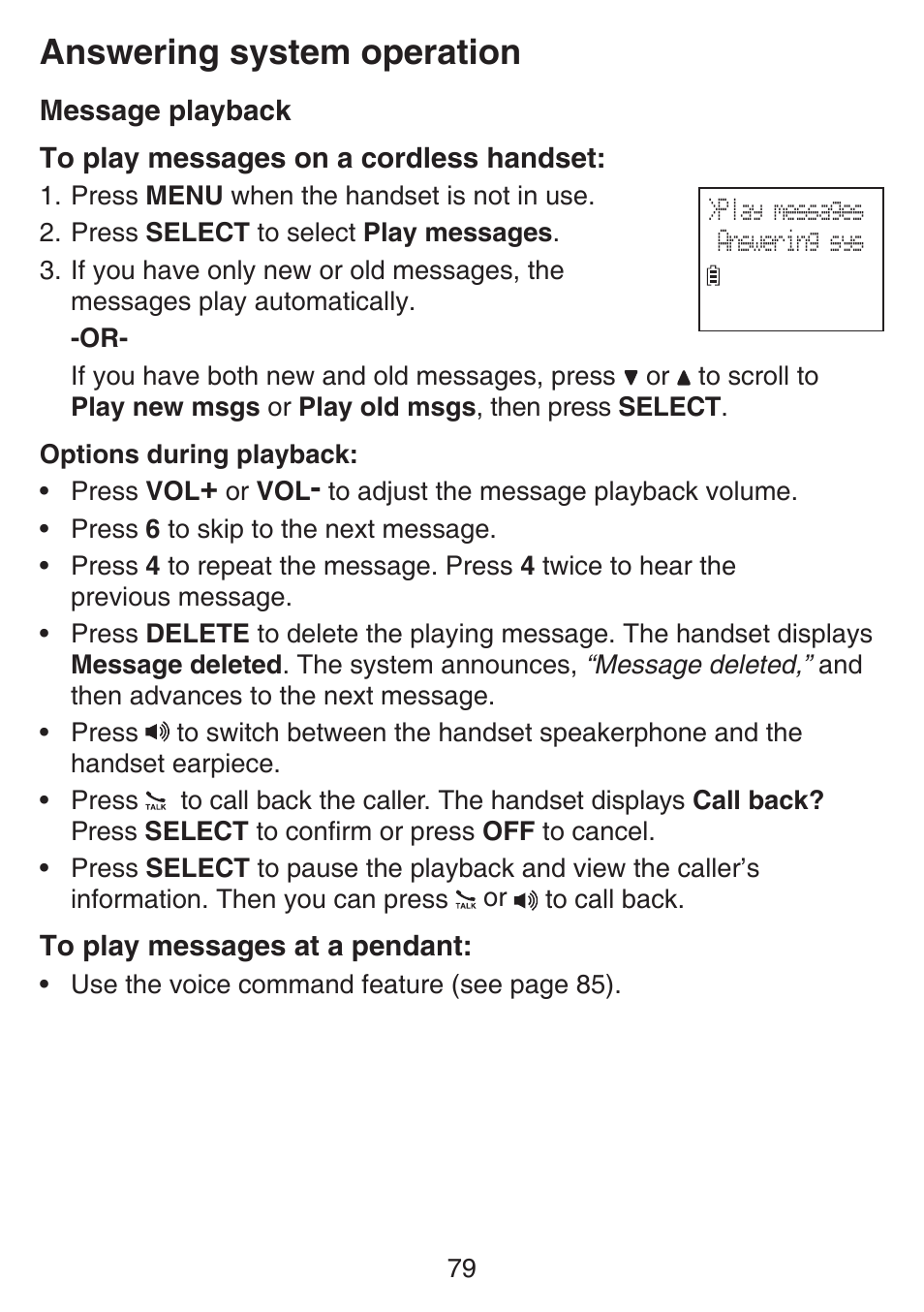 Answering system operation | VTech SN6187 Manual User Manual | Page 85 / 127