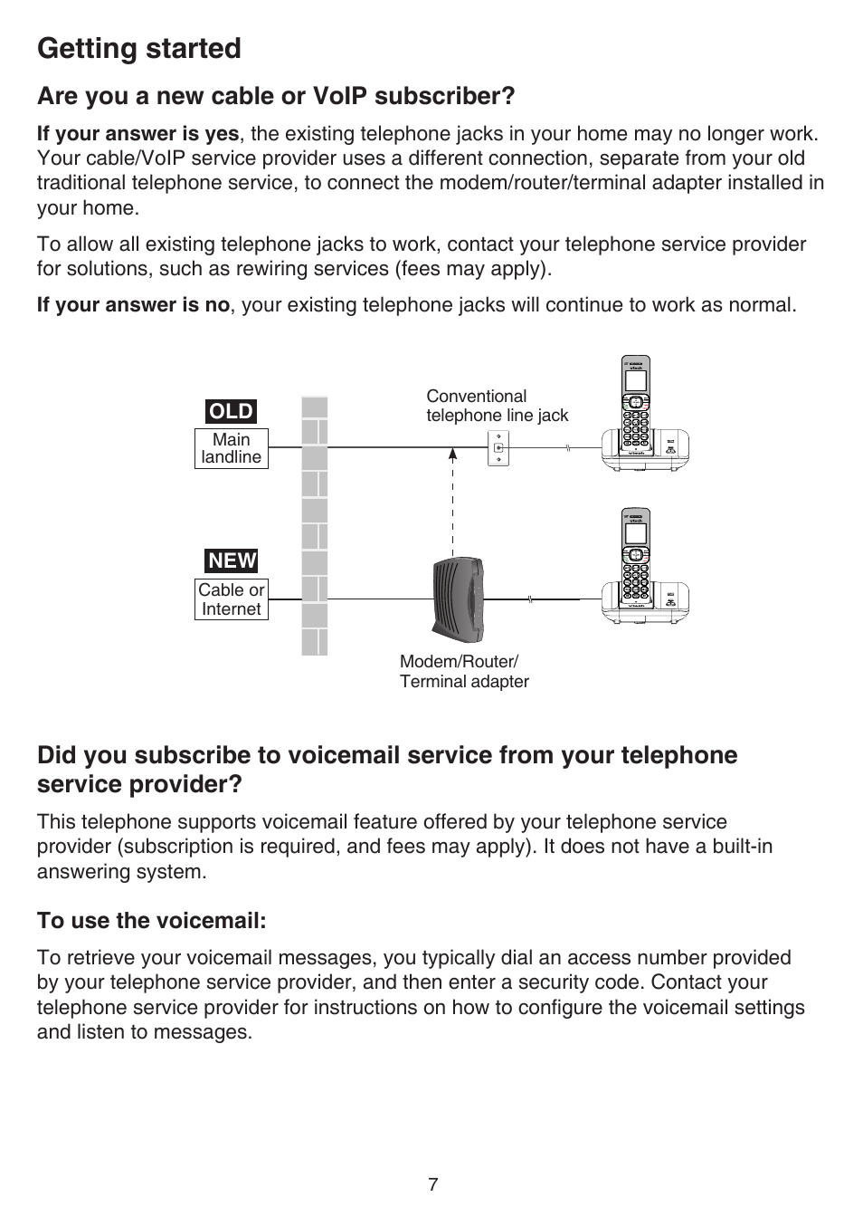 Getting started, Are you a new cable or voip subscriber | VTech CS6519-2 Manual User Manual | Page 11 / 68