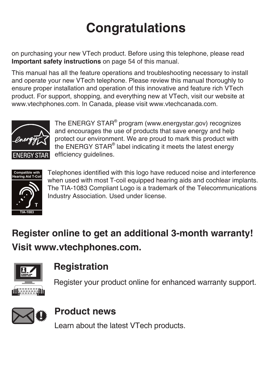 Product news, Learn about the latest vtech products | VTech CS6519-2 Manual User Manual | Page 2 / 68