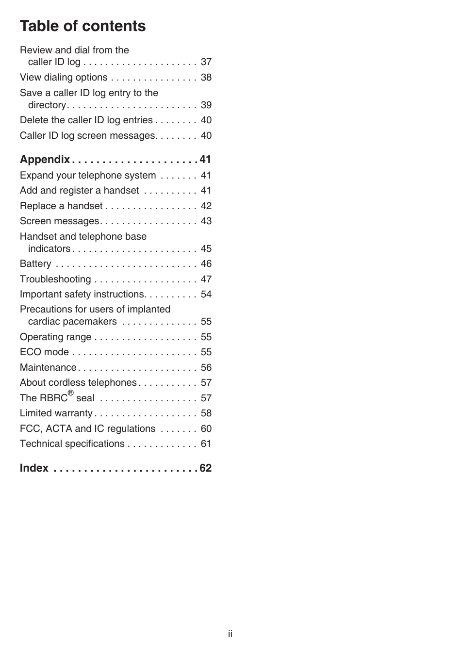 VTech CS6519-2 Manual User Manual | Page 4 / 68