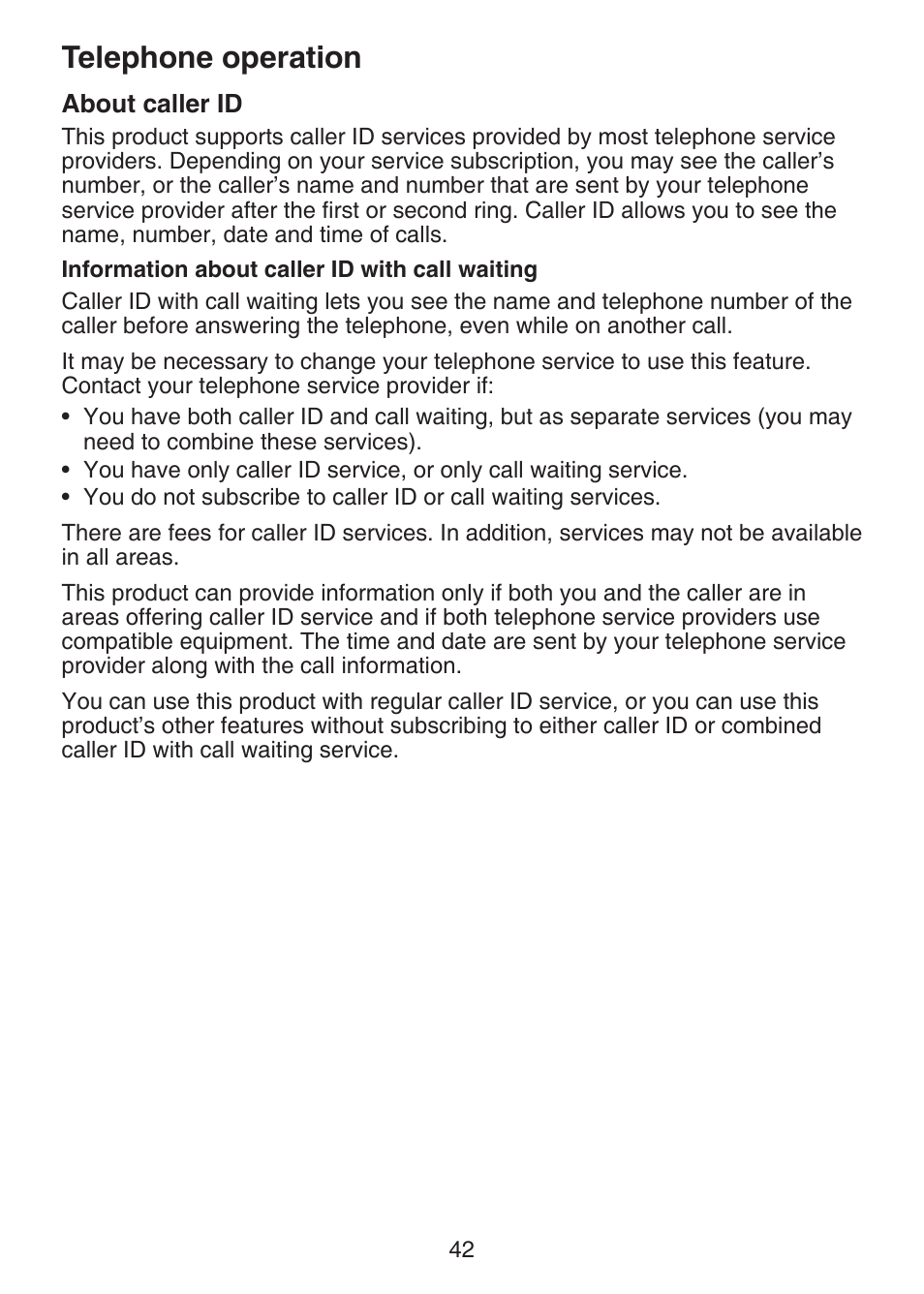 About caller id, Telephone operation | VTech LS6375-3 Manual User Manual | Page 46 / 89