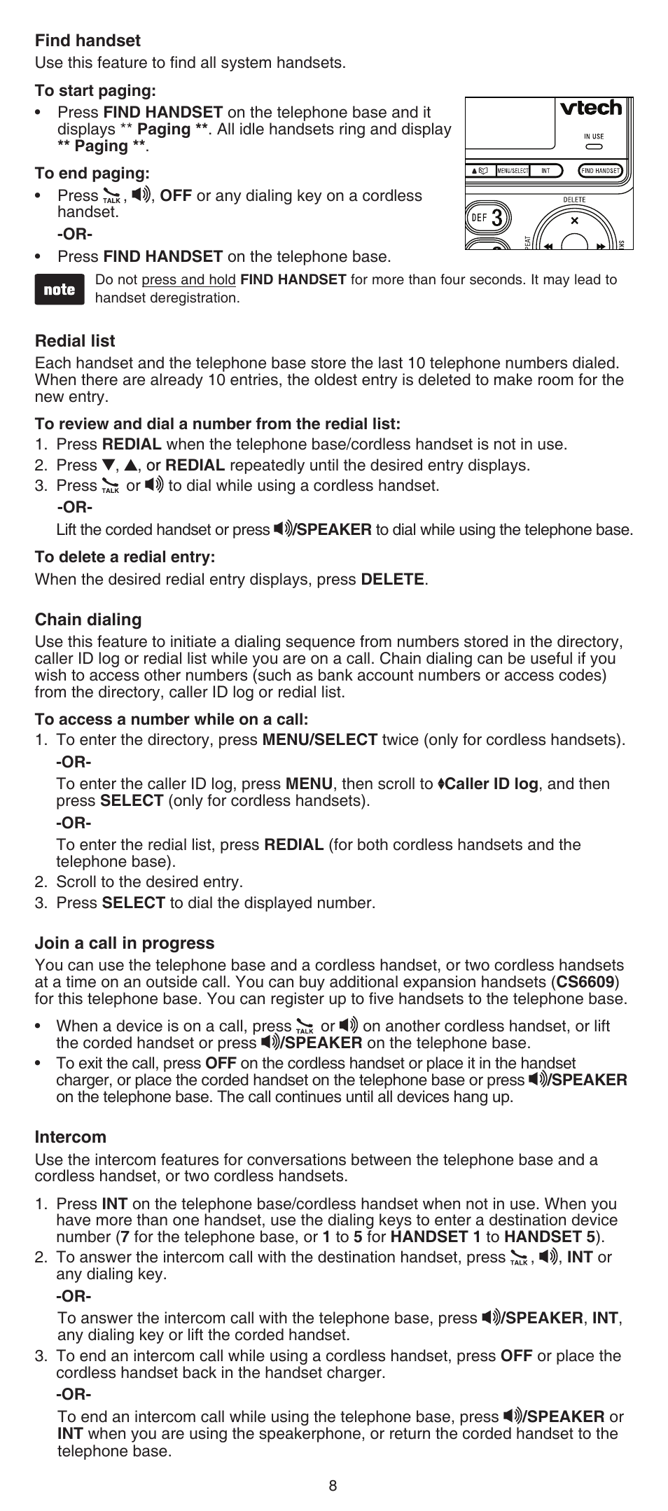 VTech CS6649_-2-3 Abridged manual User Manual | Page 8 / 16