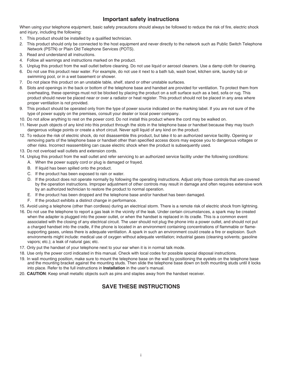 Important safety instructions, Save these instructions | VTech S2221 Manual User Manual | Page 2 / 37