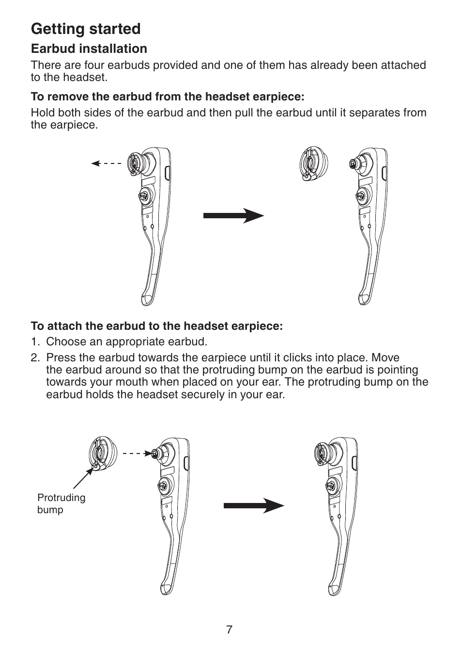 Earbud installation, Getting started | VTech DS6472-6 Manual User Manual | Page 12 / 137