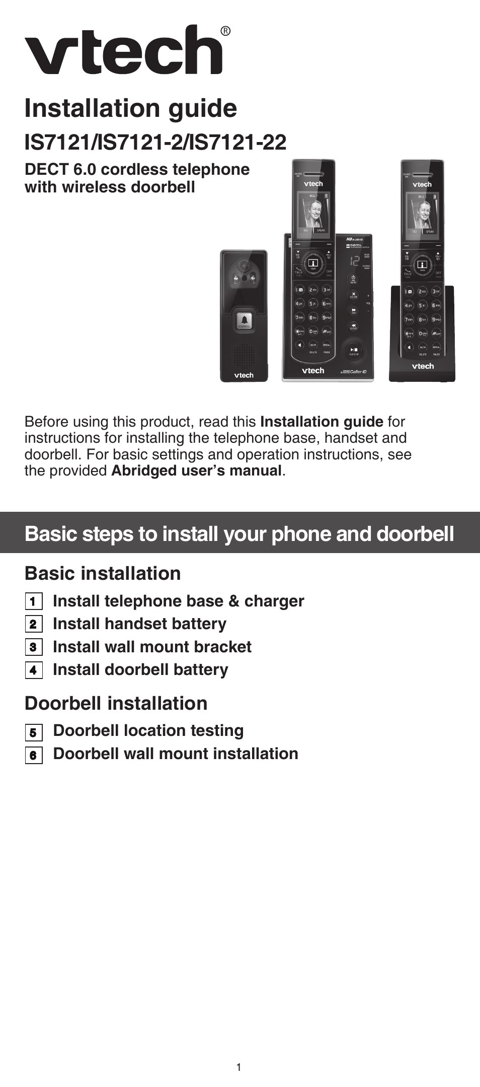 VTech IS7121_-2-22 Installation User Manual | 16 pages