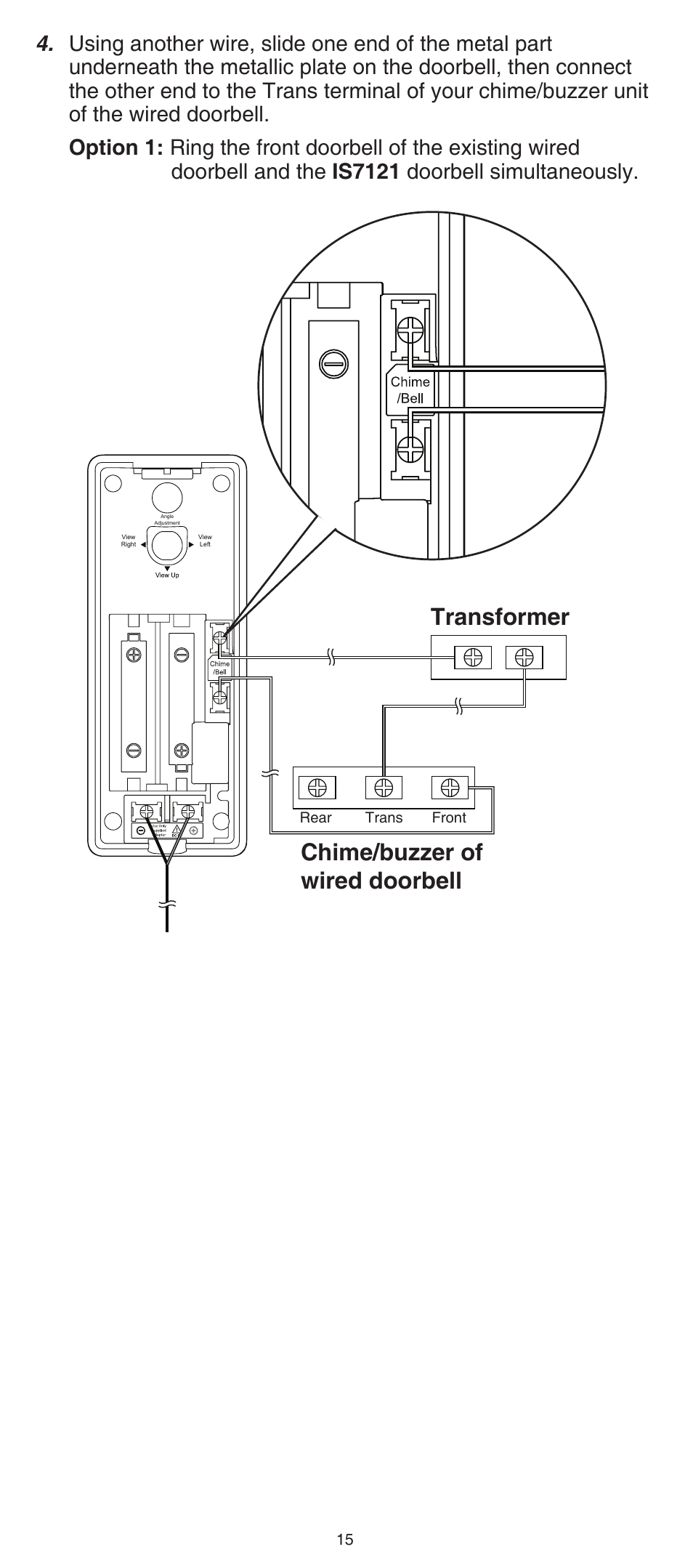 Chime/buzzer of wired doorbell transformer | VTech IS7121_-2-22 Installation User Manual | Page 15 / 16