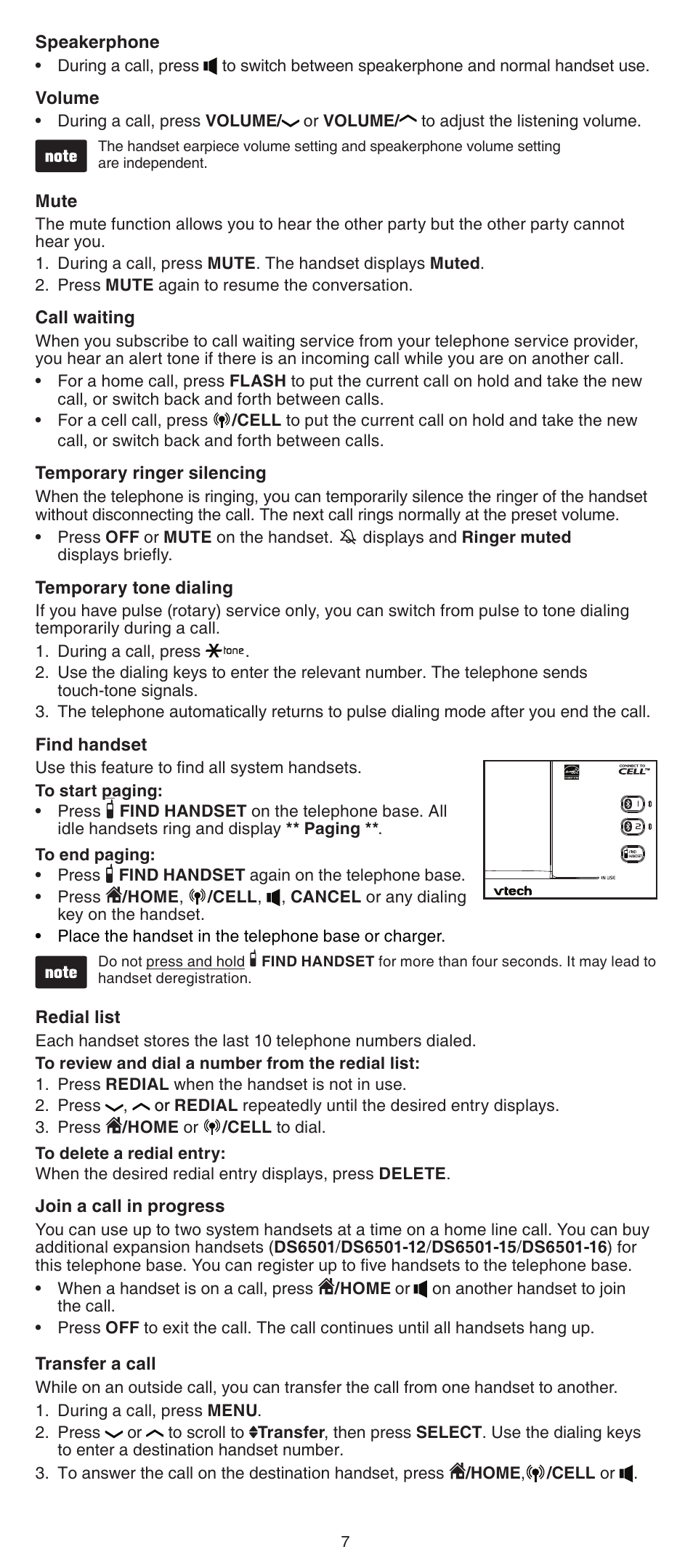 VTech DS6511_-15-16-2-3-4A Abridged manual User Manual | Page 7 / 14