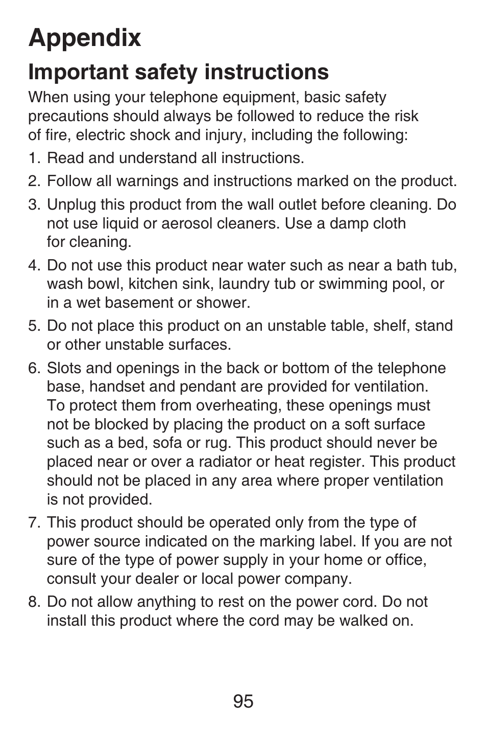 Important safety instructions, Important safety, Instructions | Appendix | VTech SN6187 Abridged manual User Manual | Page 102 / 125