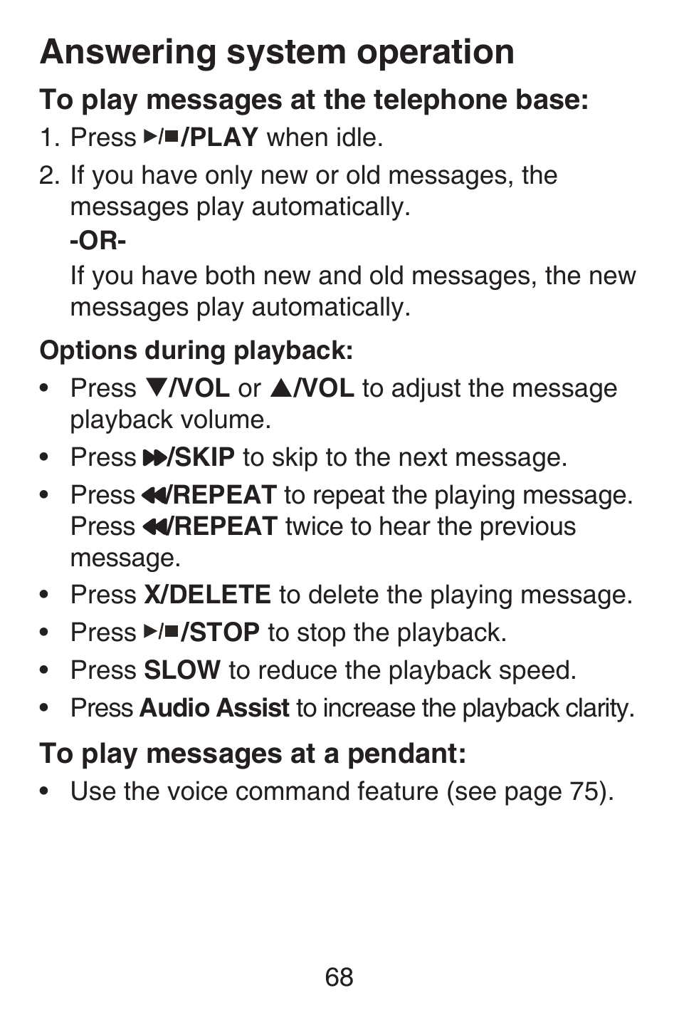 Answering system operation | VTech SN6187 Abridged manual User Manual | Page 75 / 125