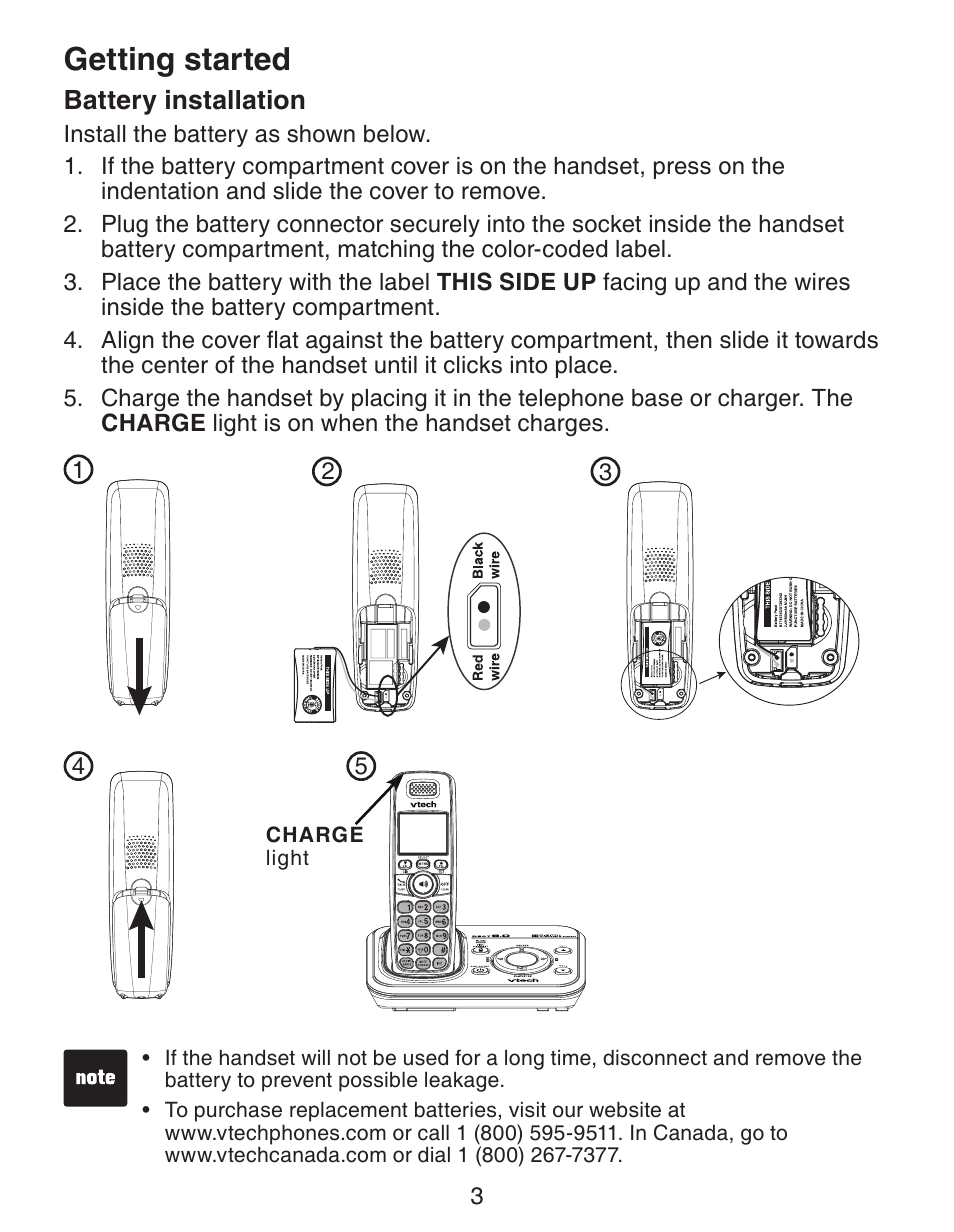 Getting started | VTech CS6329_-2-3-4-5 Manual User Manual | Page 7 / 71