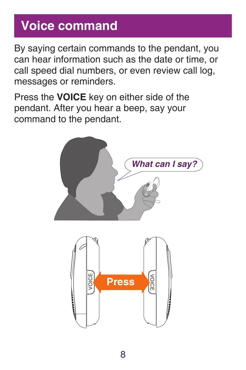 Handset volume control, Ringer volume control, Last number redial | Making and answering a call, Voice command, Press, What can i say | VTech SN6187 Quick start User Manual | Page 10 / 20