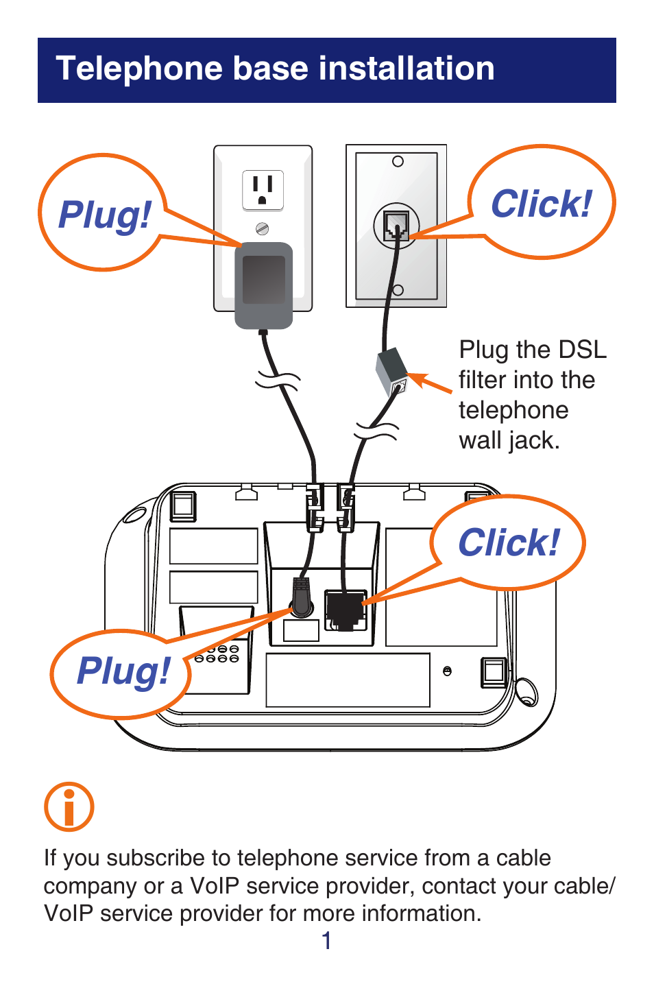 Click! plug! plug! click | VTech SN6187 Quick start User Manual | Page 3 / 20