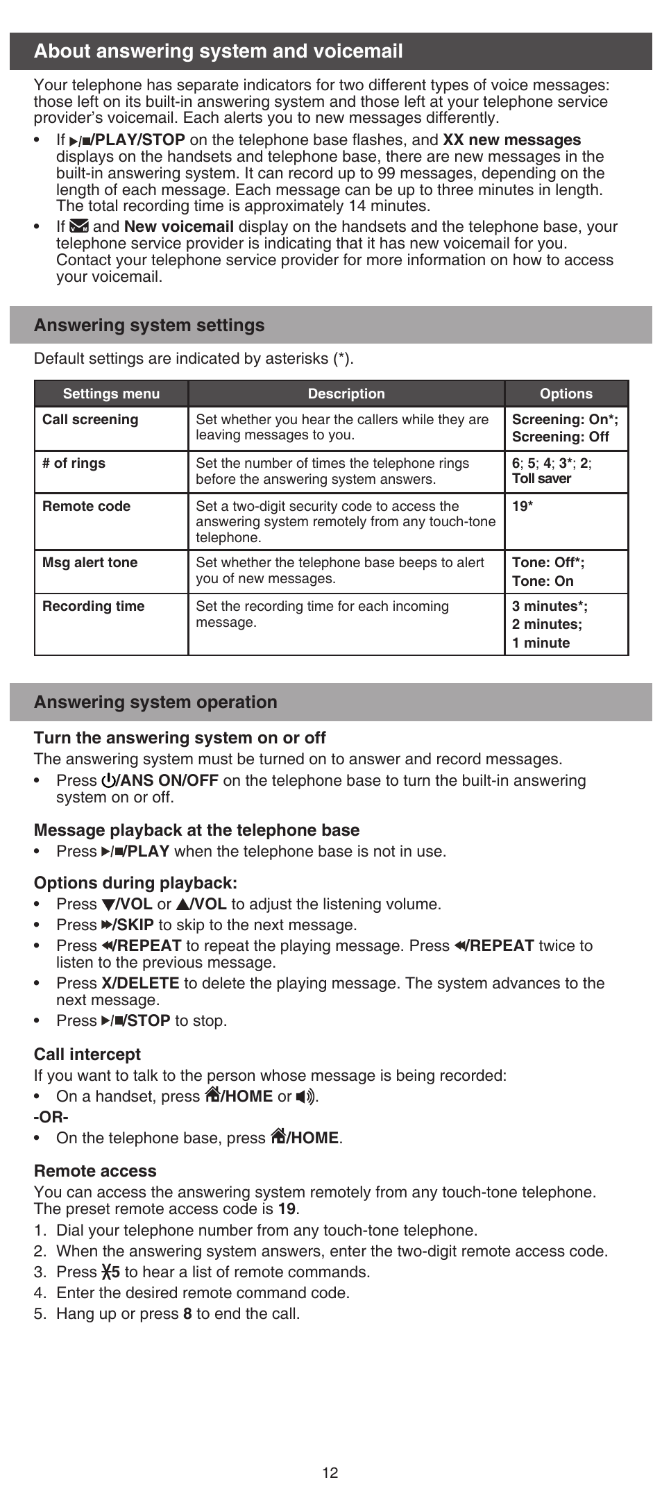 About answering system and voicemail | VTech DS6751_-2-3 Abridged manual User Manual | Page 12 / 16