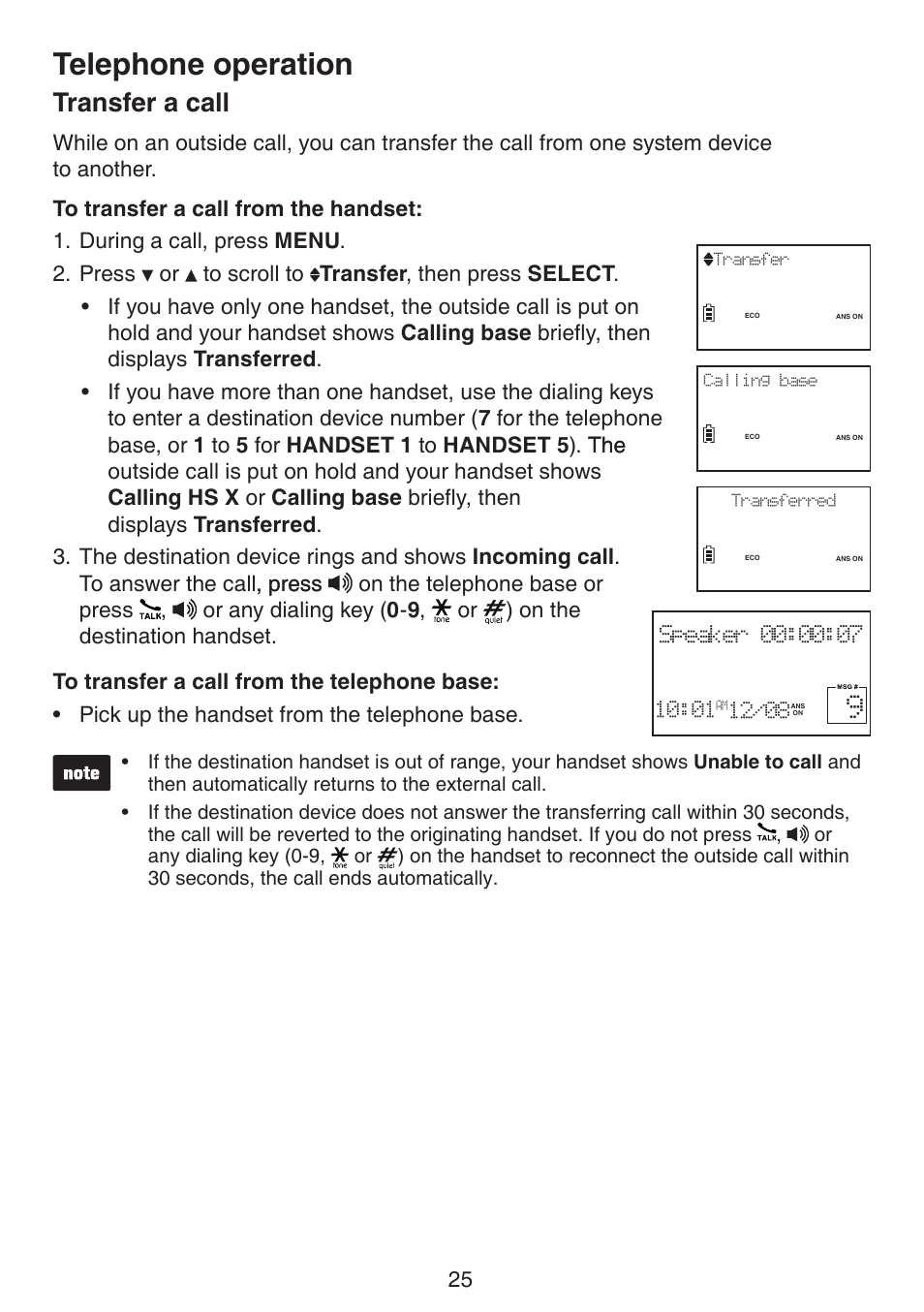 Transfer a call, Telephone operation | VTech LS6195_-13-15-16-17 Manual User Manual | Page 29 / 83