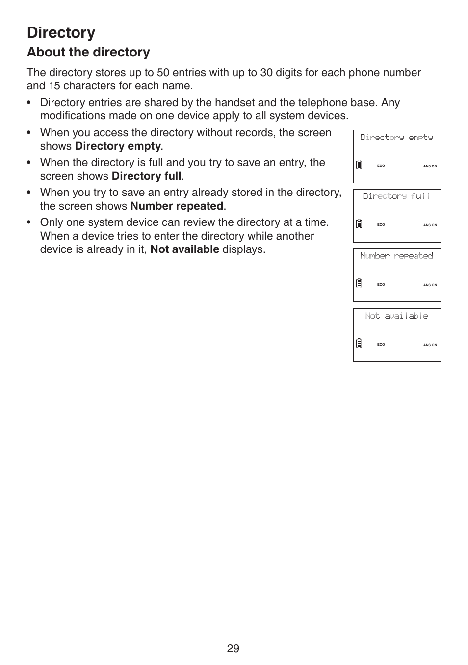 Directory, About the directory | VTech LS6195_-13-15-16-17 Manual User Manual | Page 33 / 83