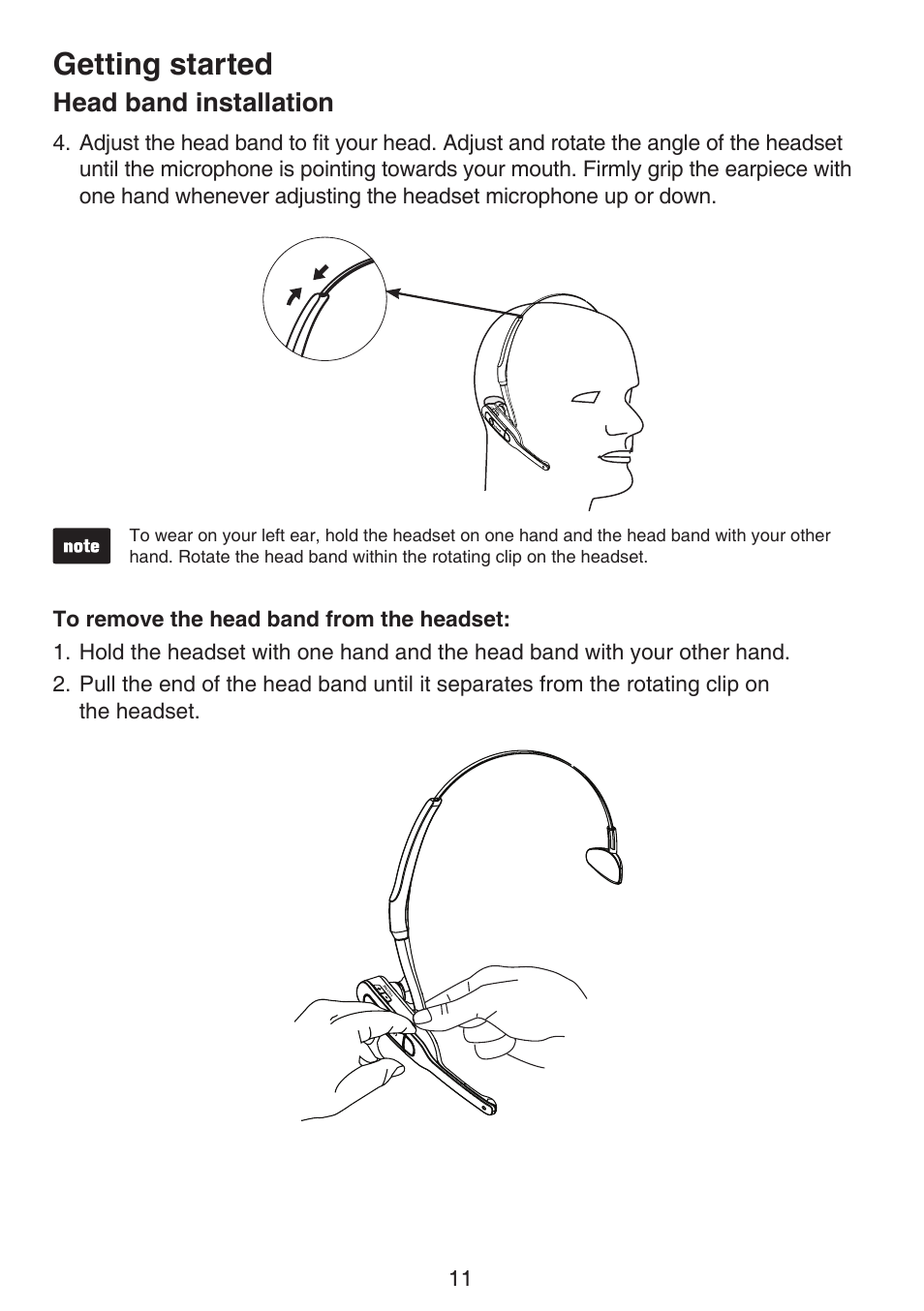 Getting started, Head band installation | VTech DS6670-6C Manual User Manual | Page 15 / 110