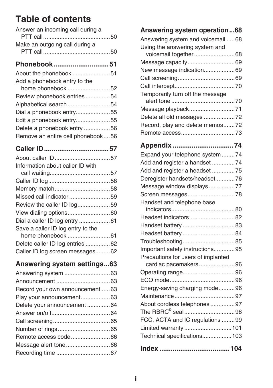 VTech DS6670-6C Manual User Manual | Page 4 / 110