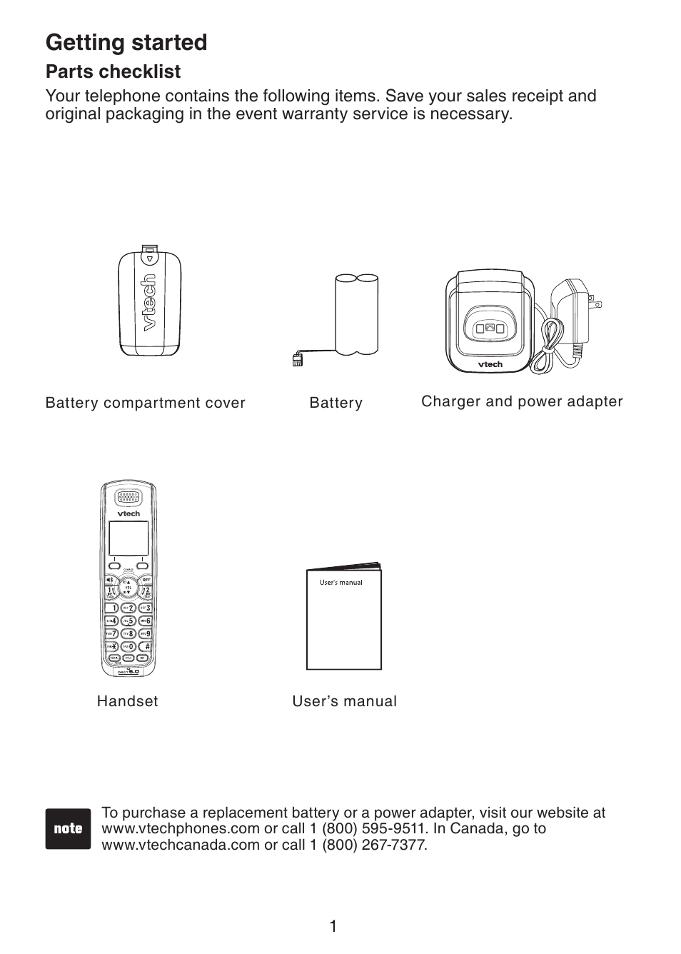 Getting started | VTech DS6101 Manual User Manual | Page 4 / 20