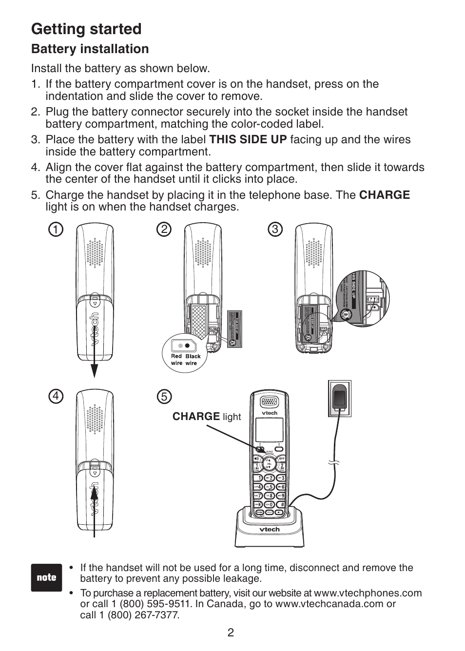 Getting started | VTech DS6101 Manual User Manual | Page 5 / 20