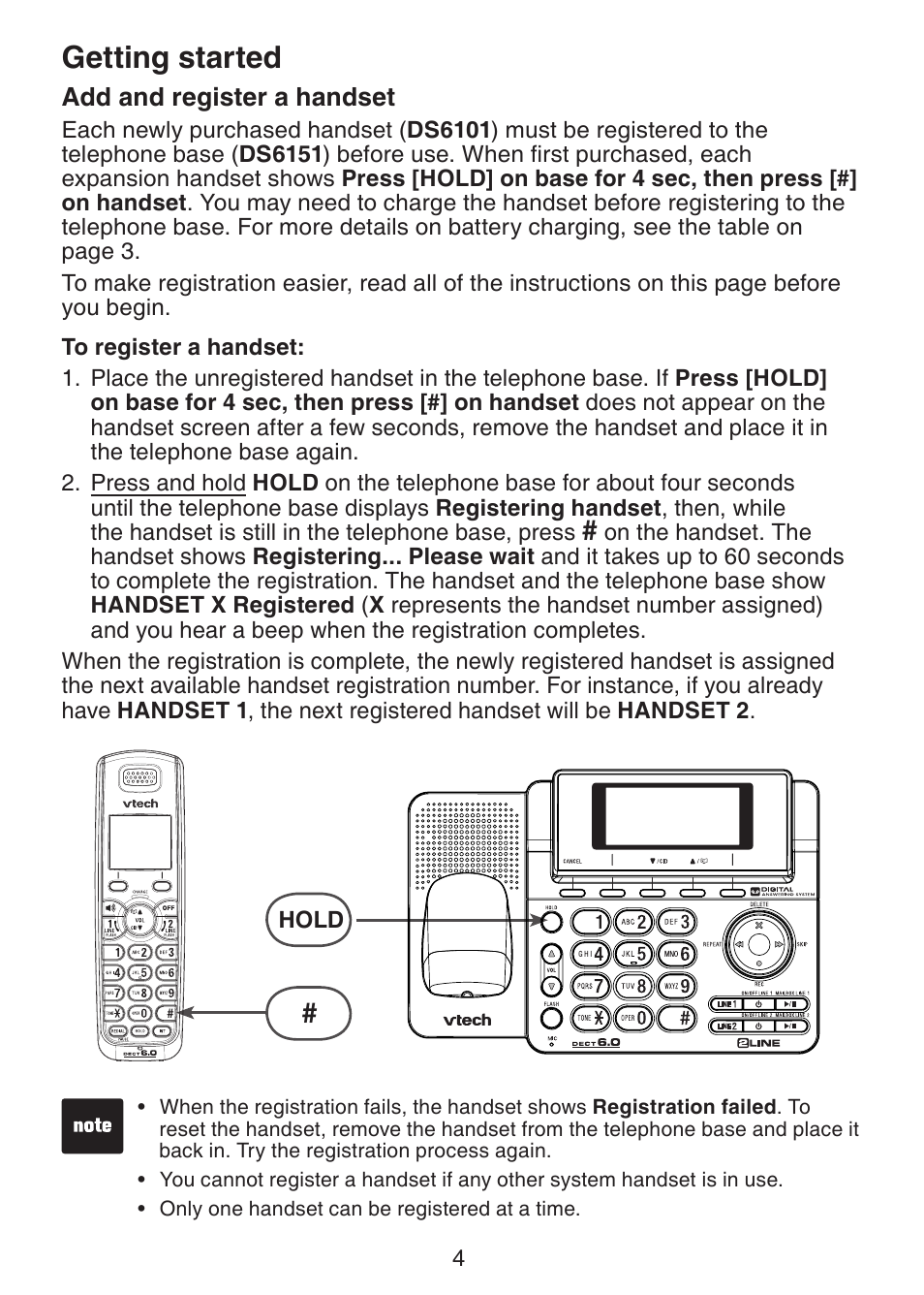 Getting started | VTech DS6101 Manual User Manual | Page 7 / 20
