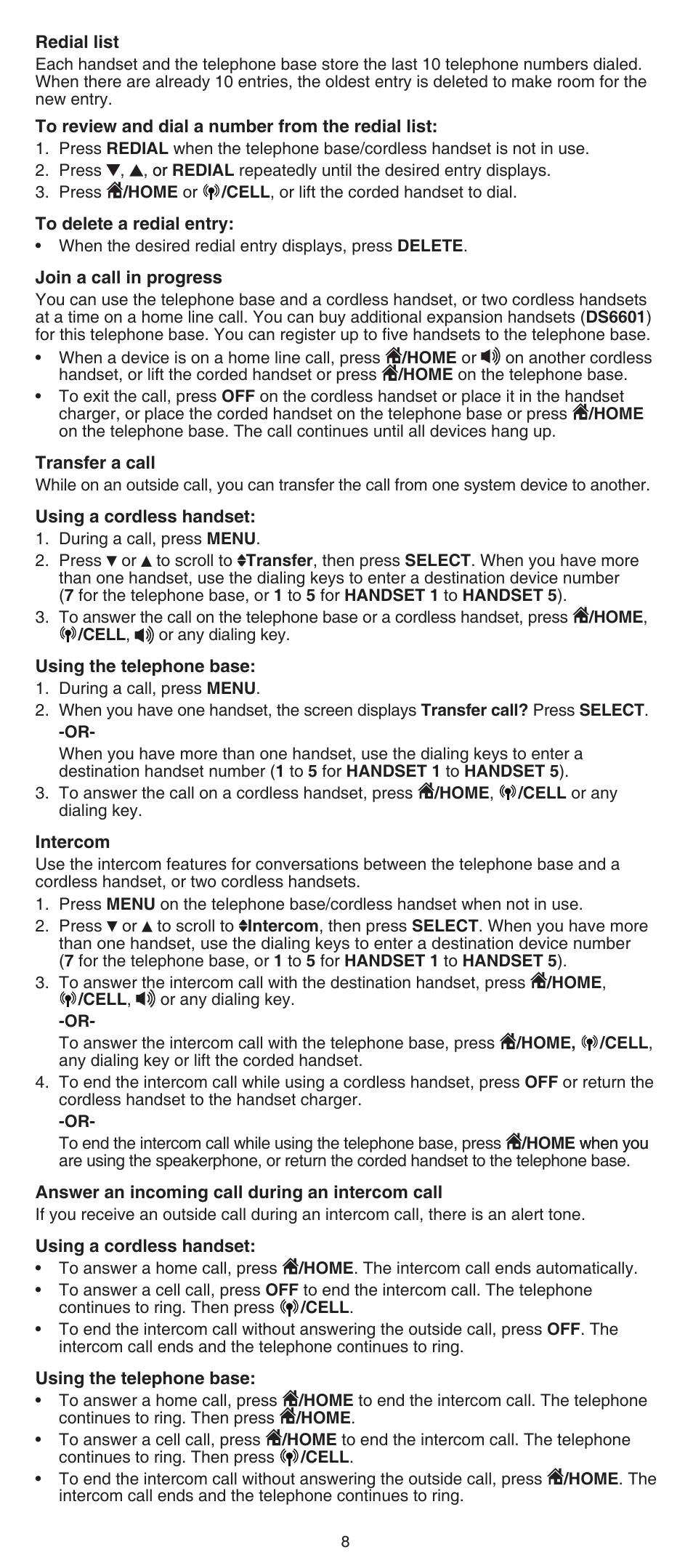 VTech DS6641_-2 Abridged manual User Manual | Page 8 / 16