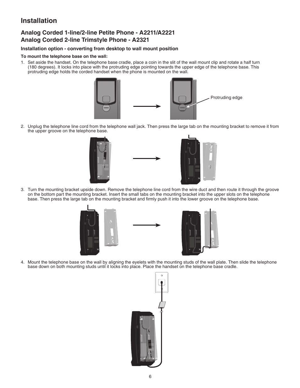 Installation | VTech A2321 Manual User Manual | Page 9 / 21