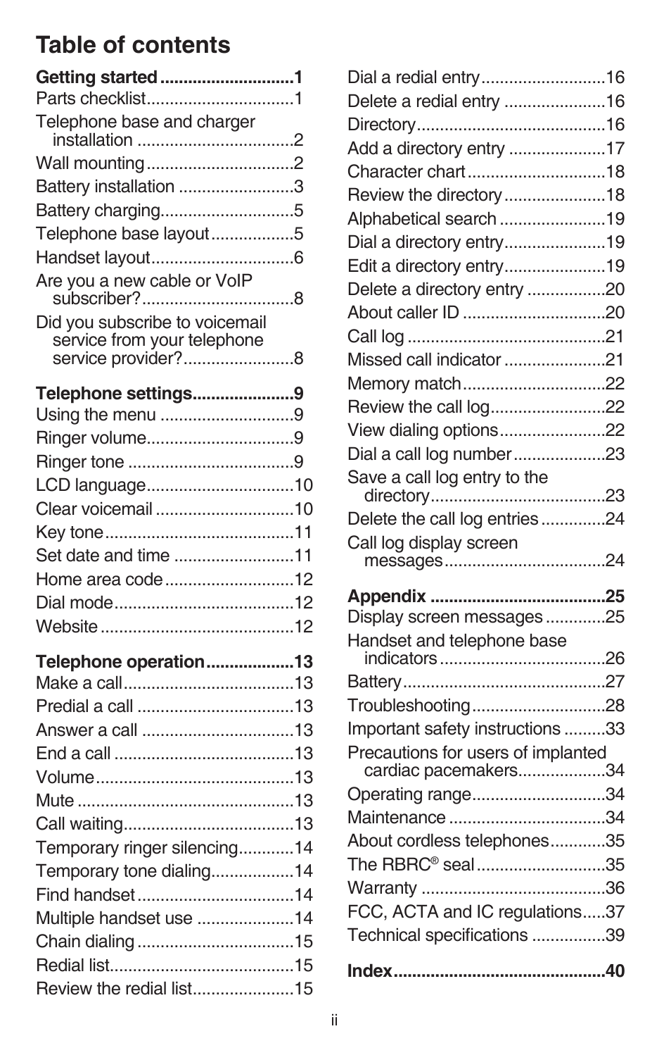 VTech CS6114-2 (with LED) Manual User Manual | Page 3 / 45