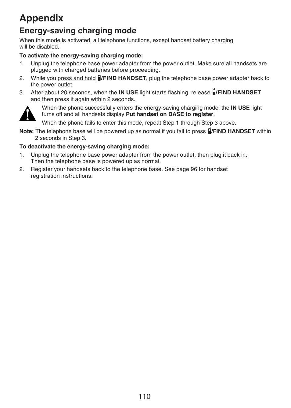 Appendix, Energy-saving charging mode | VTech DS6421-26 Manual User Manual | Page 115 / 125