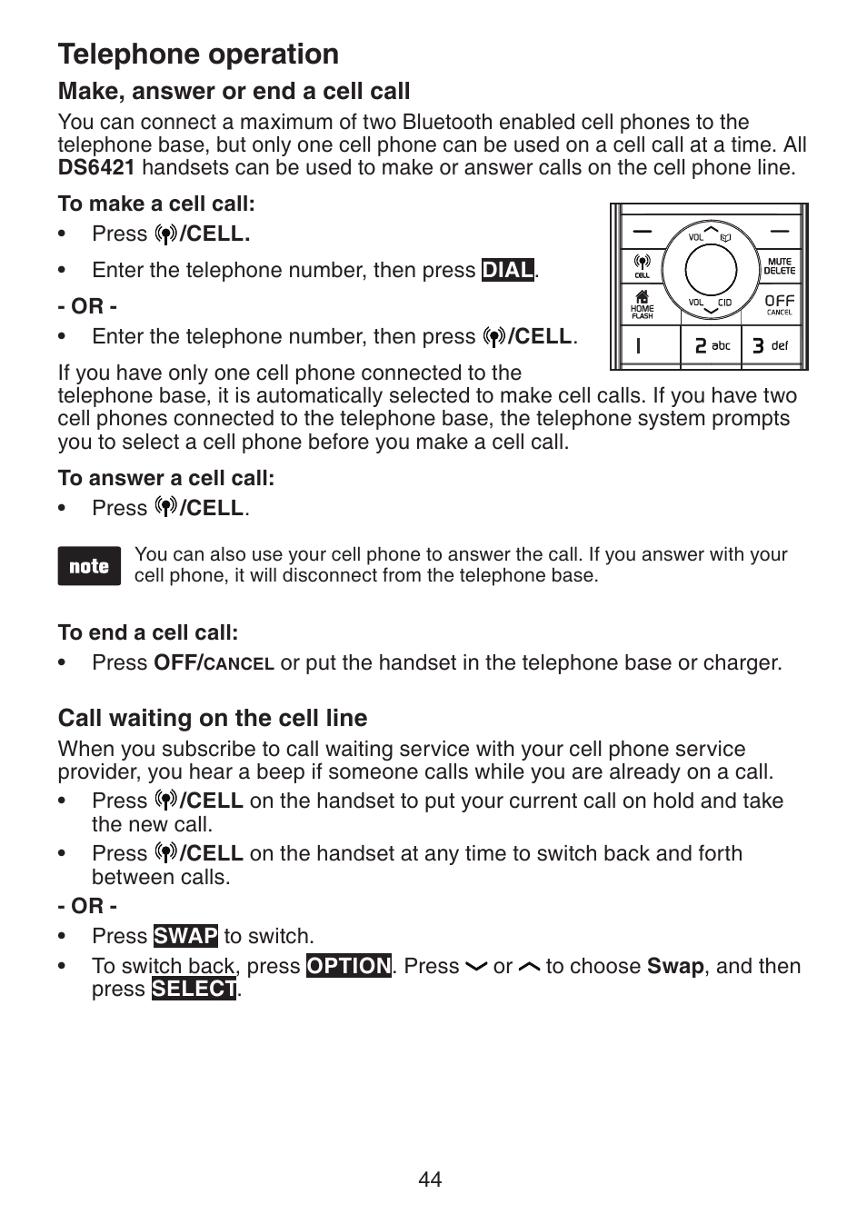 Telephone operation | VTech DS6421-26 Manual User Manual | Page 49 / 125