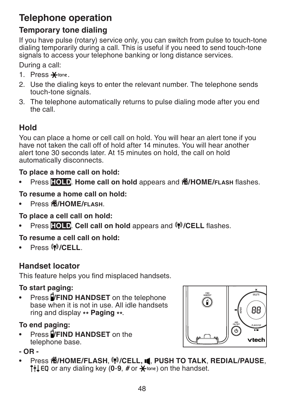 Telephone operation | VTech DS6421-26 Manual User Manual | Page 53 / 125