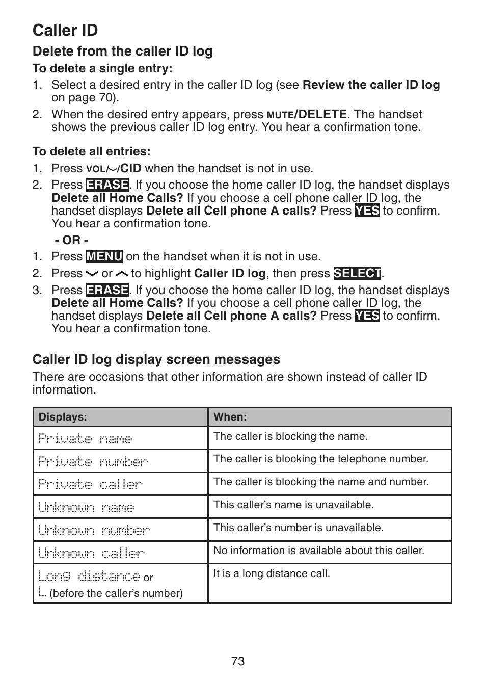 Caller id | VTech DS6421-26 Manual User Manual | Page 78 / 125