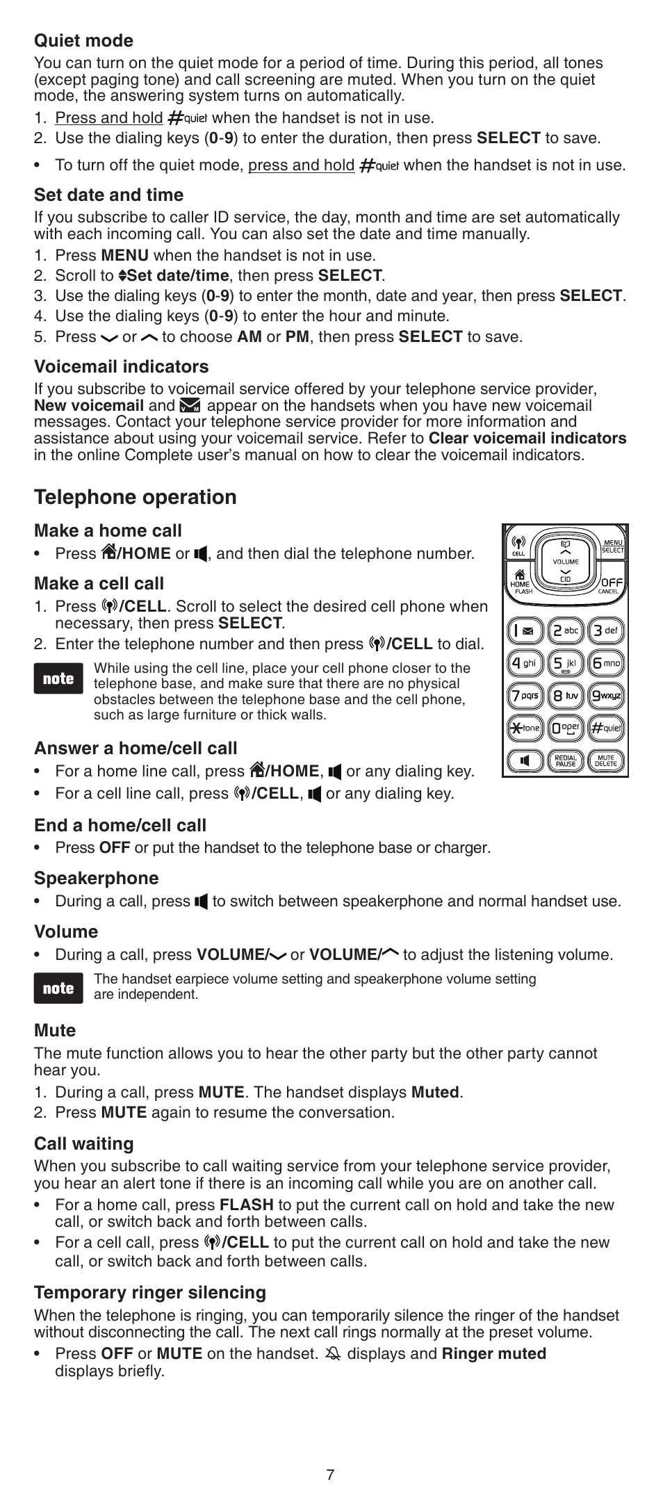 Telephone operation | VTech DS6522-3-32-4 Abridged manual User Manual | Page 7 / 16