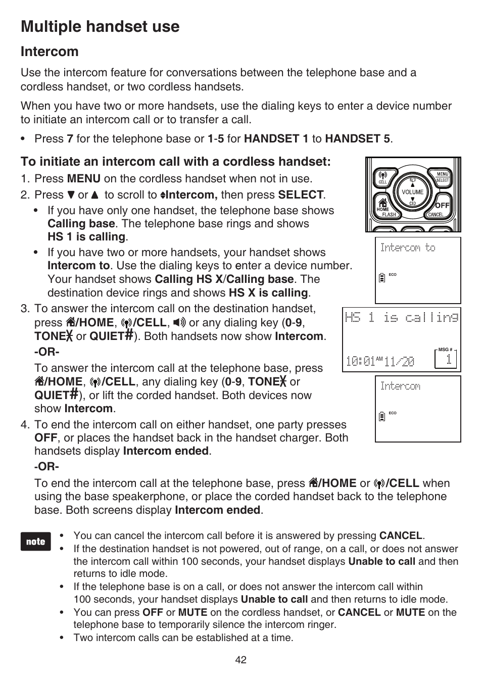 Intercom, Multiple handset use | VTech DS6641_-2 Manual User Manual | Page 46 / 102