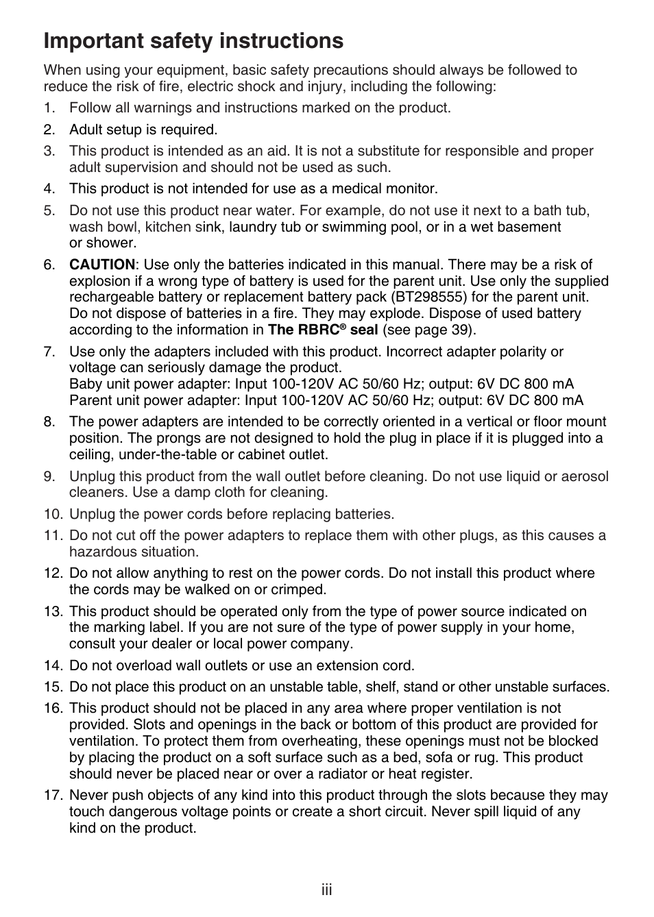 Important safety instructions | VTech VM321-2 Manual User Manual | Page 4 / 52