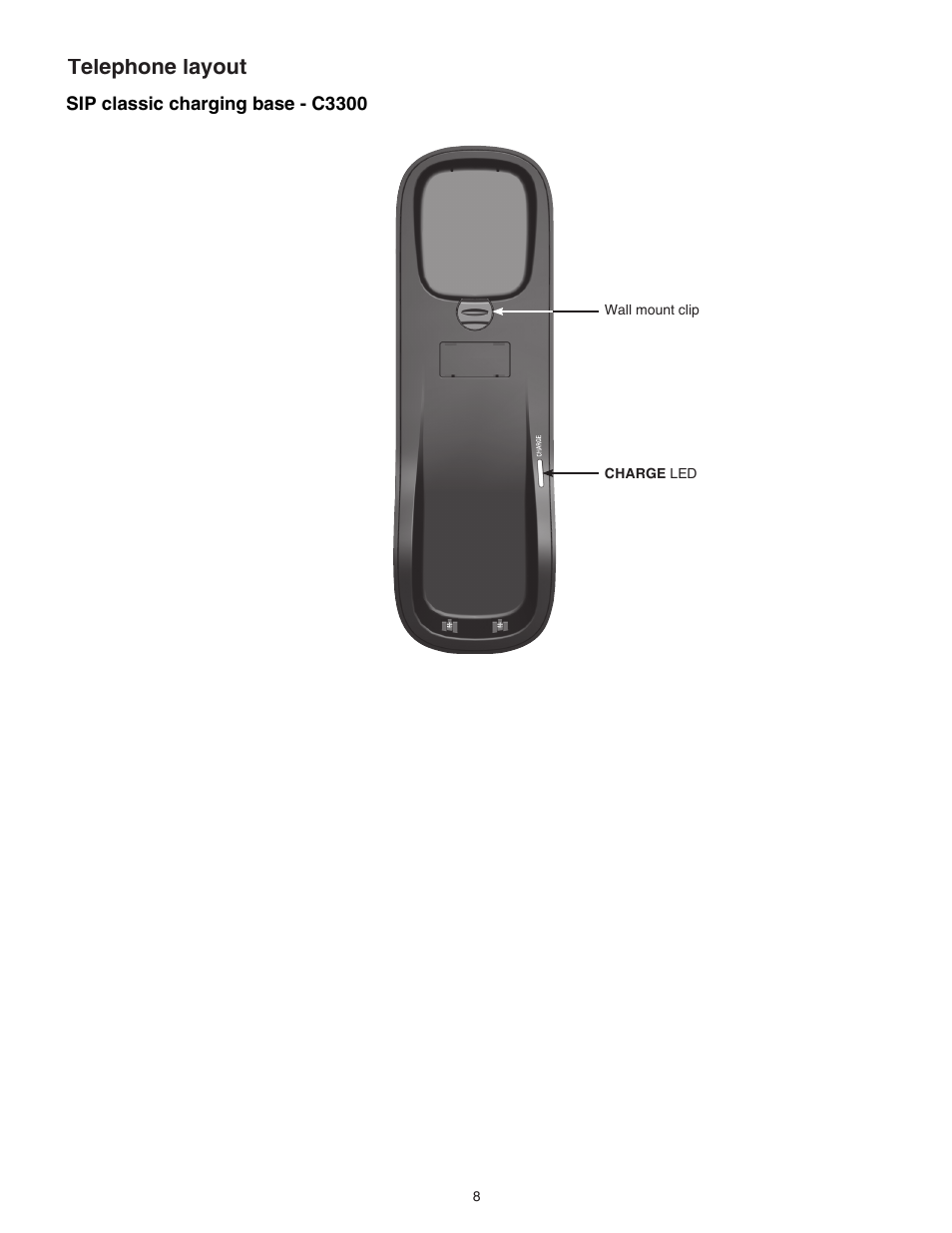 Sip classic charging base - c3300, Telephone layout | VTech CTM-S242SD Manual User Manual | Page 12 / 94