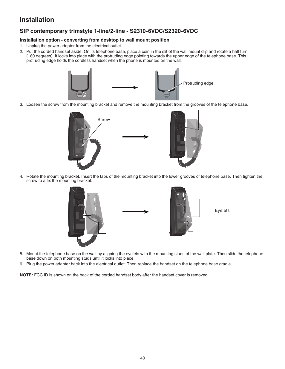 Installation | VTech CTM-S242SD Manual User Manual | Page 44 / 94