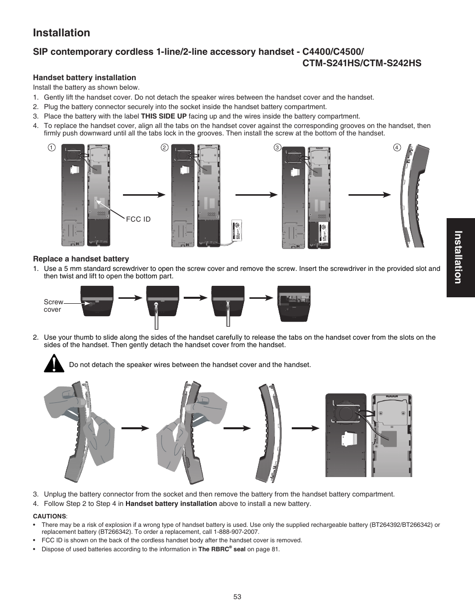 C4400/c4500/ctm-s241hs/ctm-s242hs, Installation | VTech CTM-S242SD Manual User Manual | Page 57 / 94