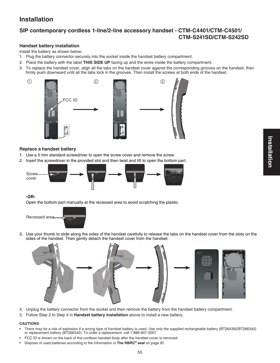 Ctm-c4401/ctm-c4501/ctm-s241sd/ctm-s242sd, Installation | VTech CTM-S242SD Manual User Manual | Page 59 / 94