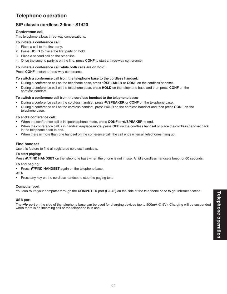 Telephone operation | VTech CTM-S242SD Manual User Manual | Page 69 / 94