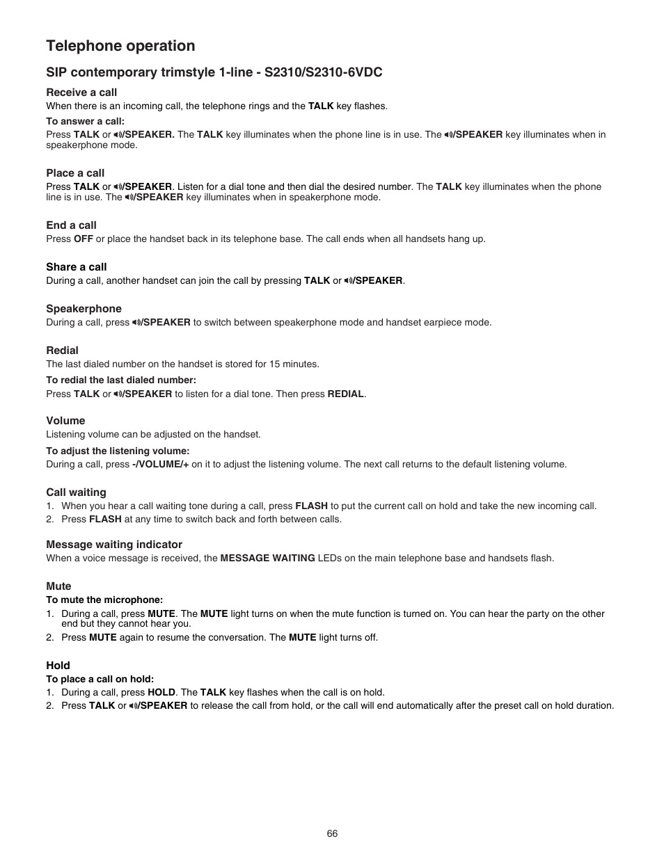 Telephone operation | VTech CTM-S242SD Manual User Manual | Page 70 / 94